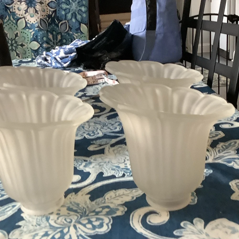 Frosted‎ White Glass Lamp Shades - Set of 4